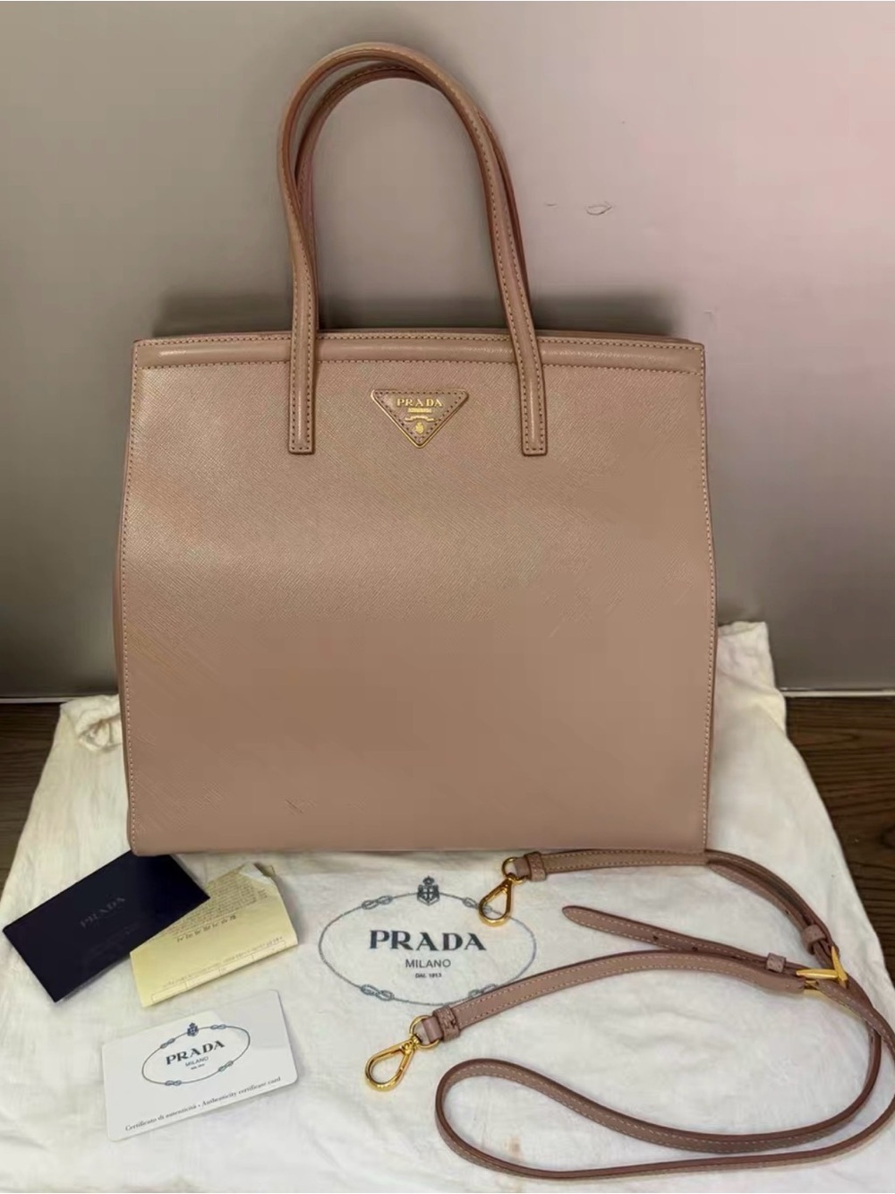 Prada Blush Pink Saffiano Leather Top-Handle Tote